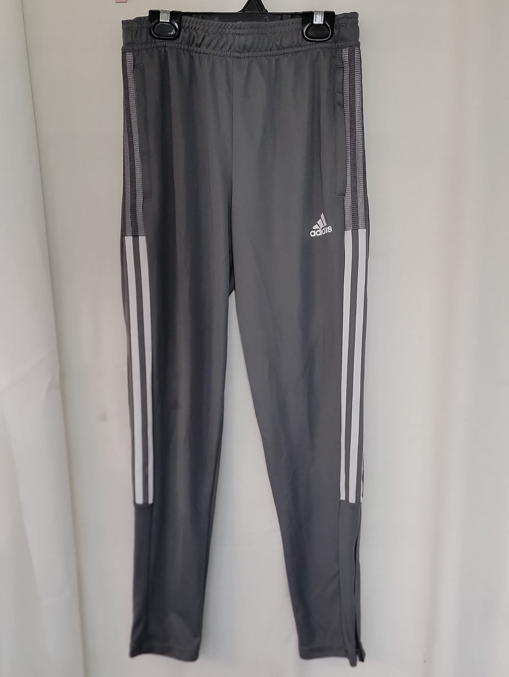 adidas Gray Joggers with White Three Stripes